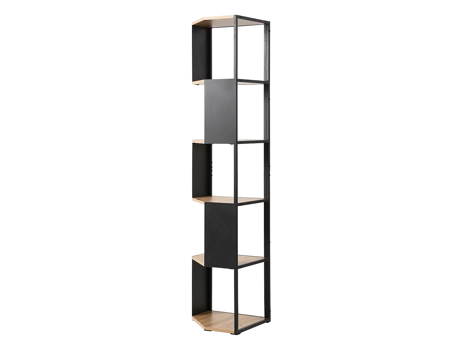 Etagère d'angle 5 niveaux avec flancs en métal noir H172 cm - EKLO