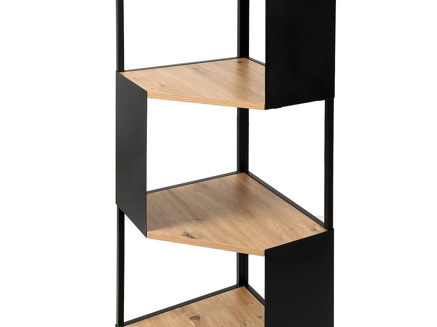 Etagère d'angle 5 niveaux avec flancs en métal noir H172 cm - EKLO