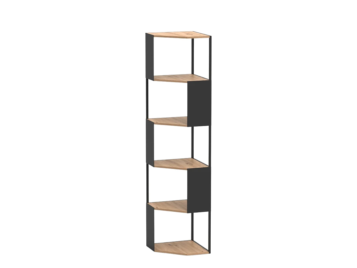 Etagère d'angle 5 niveaux avec flancs en métal noir H172 cm - EKLO