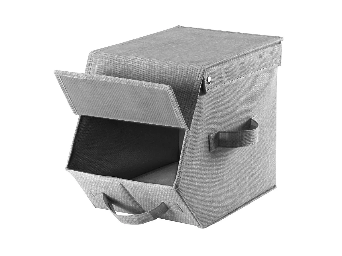 Boîte de rangement avec couvercle et rabat - L19 cm