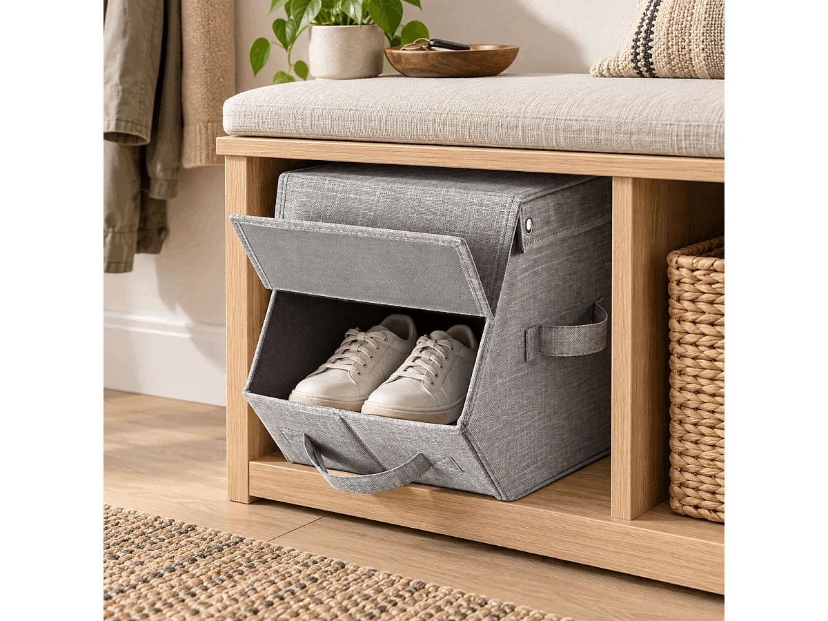 Boîte de rangement avec couvercle et rabat - L19 cm