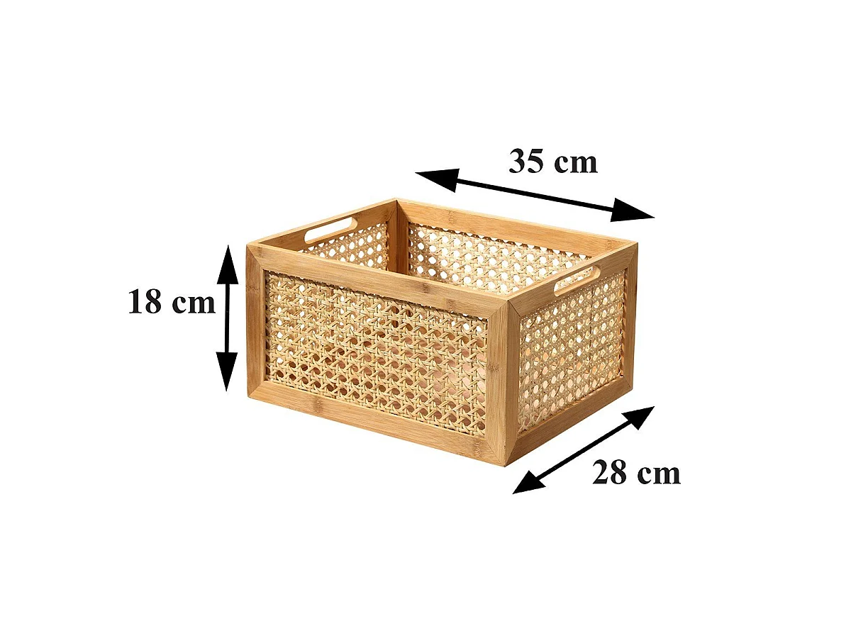 Boîte en Bambou et Rotin Grand Modèle - L35x28x18cm