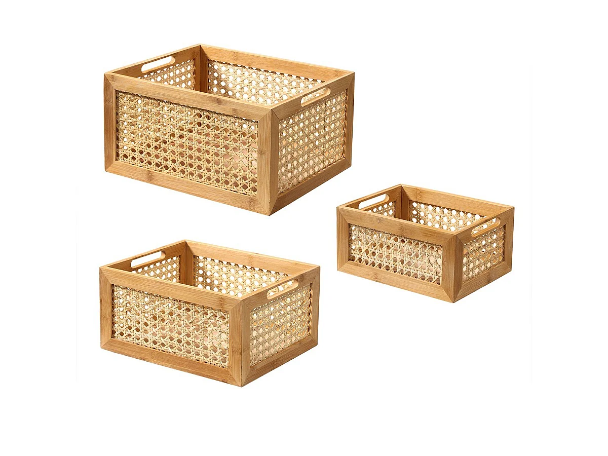 Boîte en Bambou et Rotin Grand Modèle - L35x28x18cm