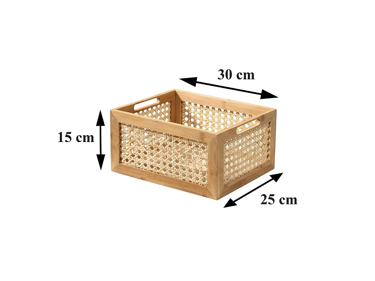 Boîte en Bambou et Rotin Moyen Modèle - L30x25x15 cm