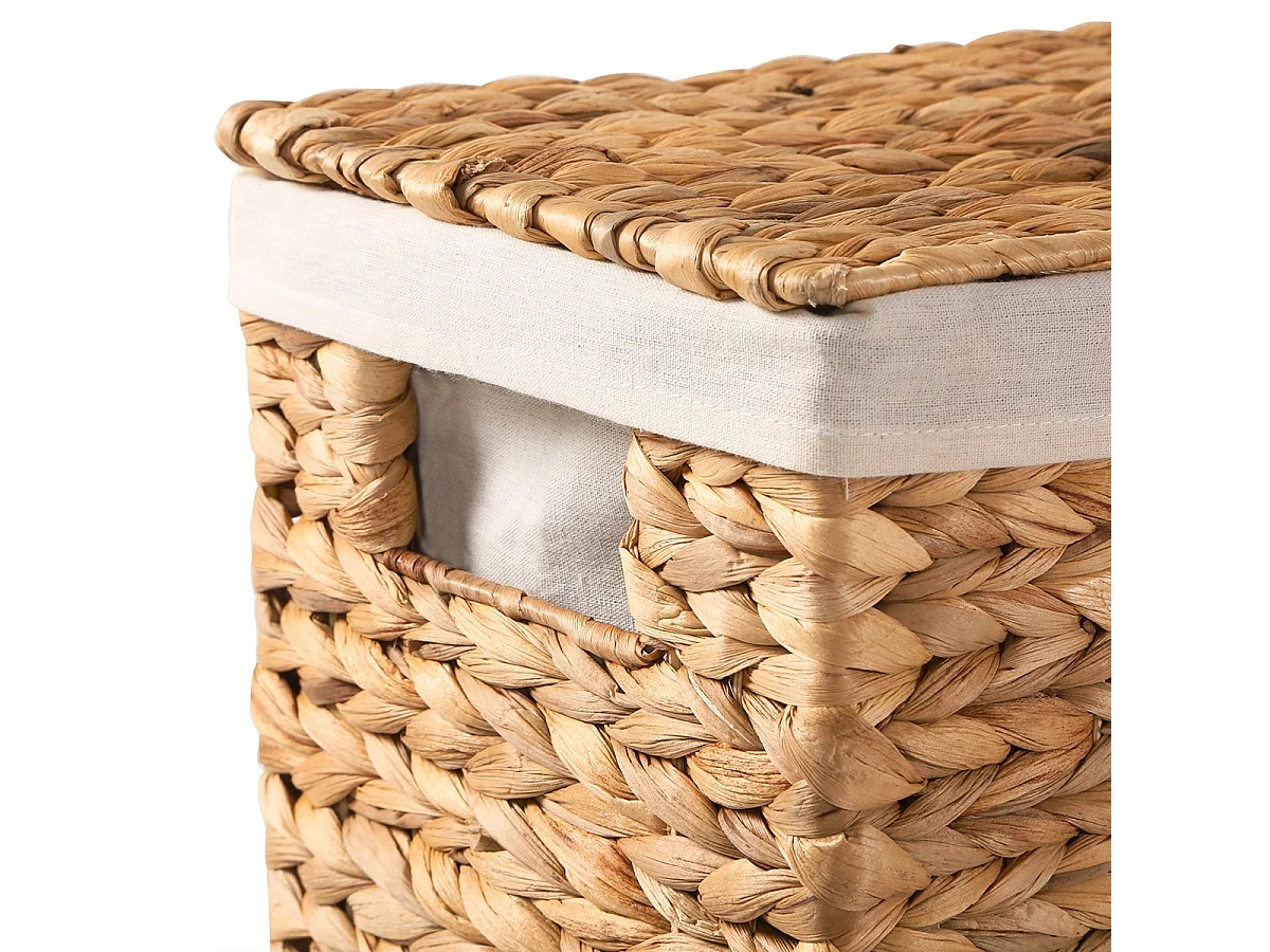 Cesto de roupa suja estreito com tampa em jacinto aquático L21 cm - MAYA