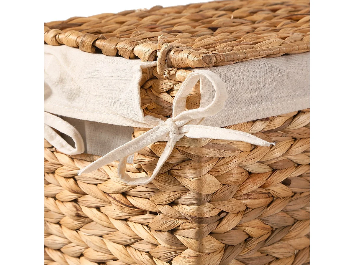 Cesto de roupa suja estreito com tampa em jacinto aquático L21 cm - MAYA