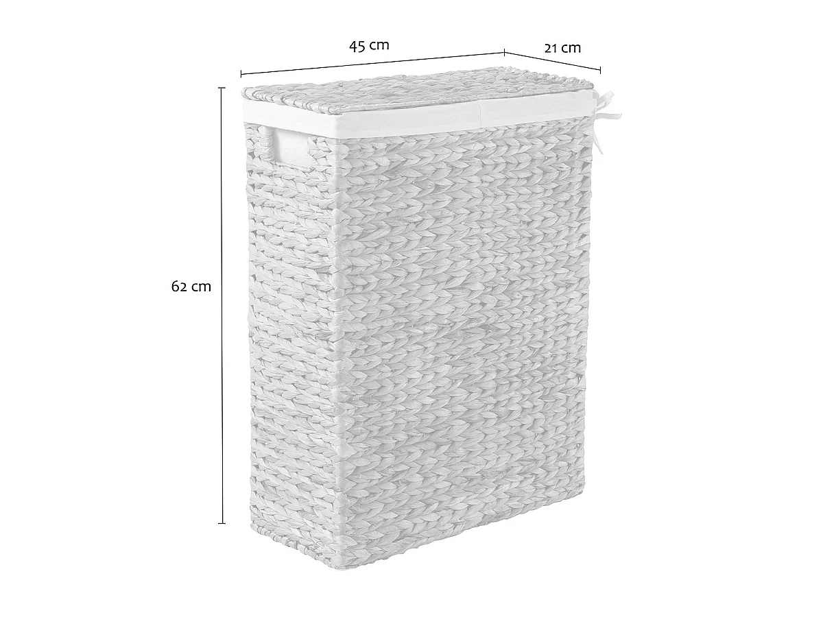 Cesto de roupa suja estreito com tampa em jacinto aquático L21 cm - MAYA