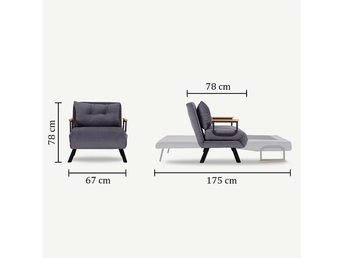 Slaapfauteuil in stof met metalen poten L67 cm – SANDO