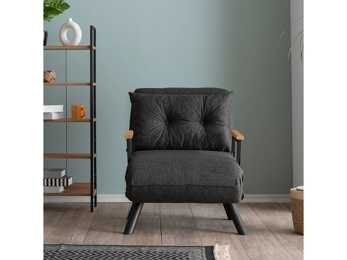 Slaapfauteuil in stof met metalen poten L67 cm – SANDO