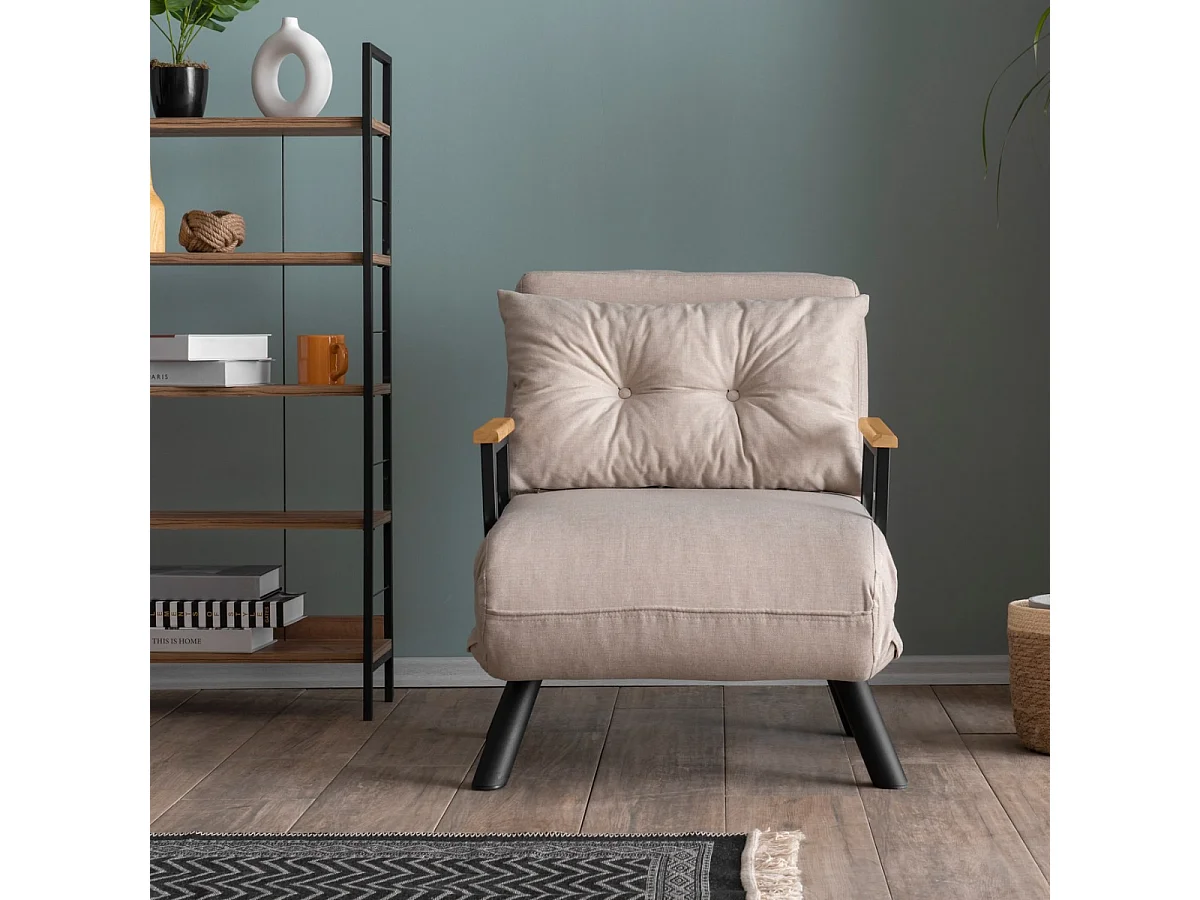 Slaapfauteuil in stof met metalen poten L67 cm – SANDO