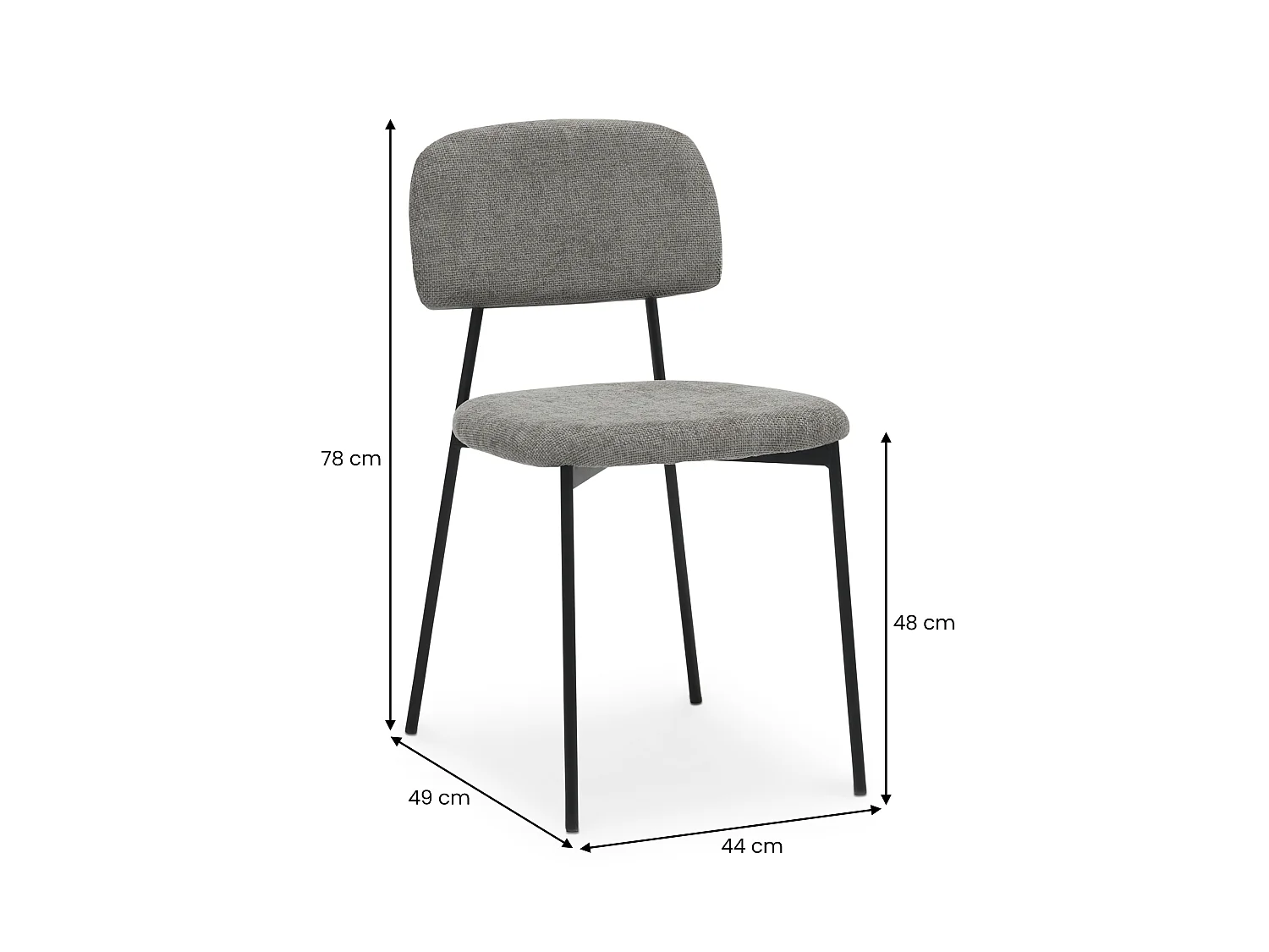 Lot de 4 Chaises de Salle à Manger Toledo en Tissu Gris Clair, Assise et Dossier Rembourrés Confortables Chaises Cuisine Design