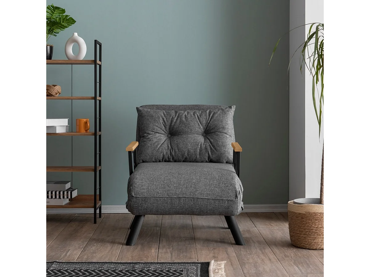 Slaapfauteuil in stof met metalen poten L67 cm – SANDO