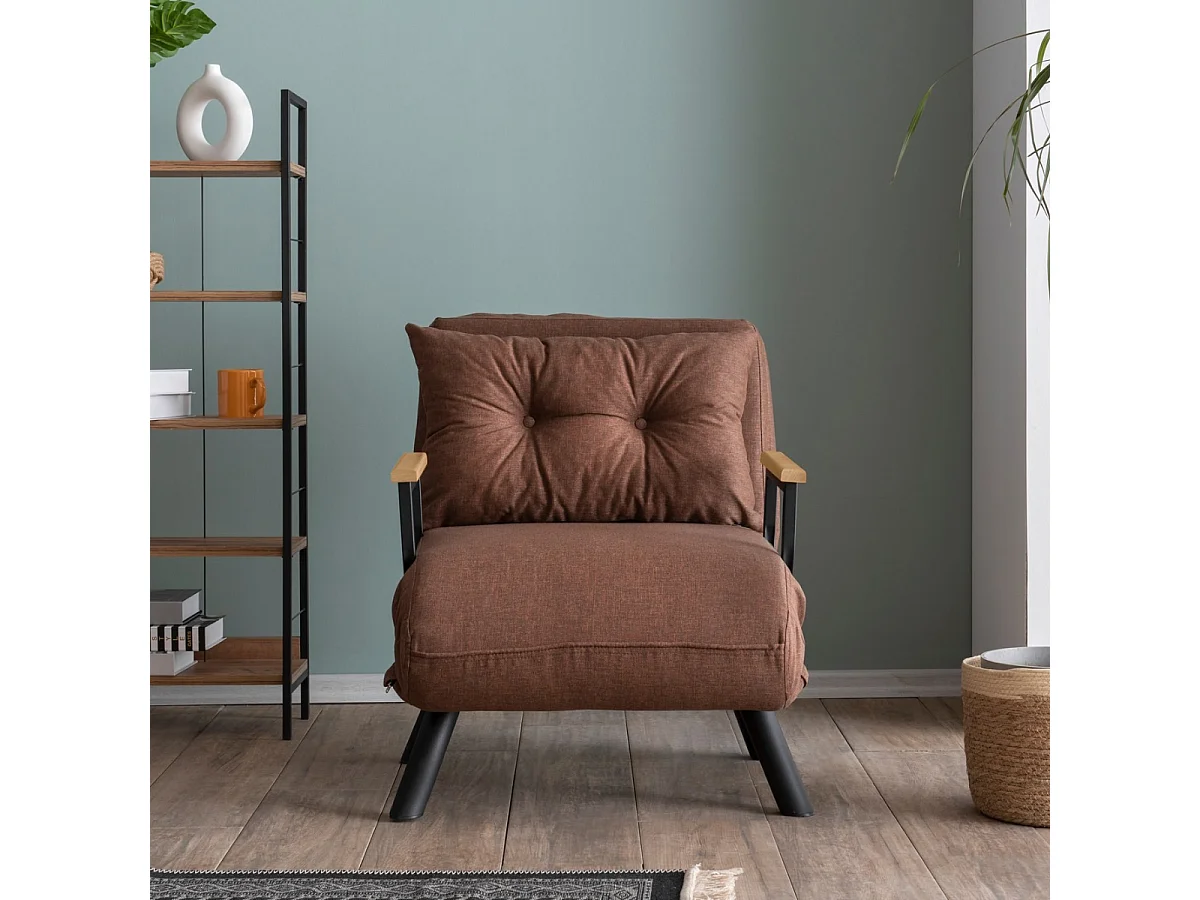Slaapfauteuil in stof met metalen poten L67 cm – SANDO