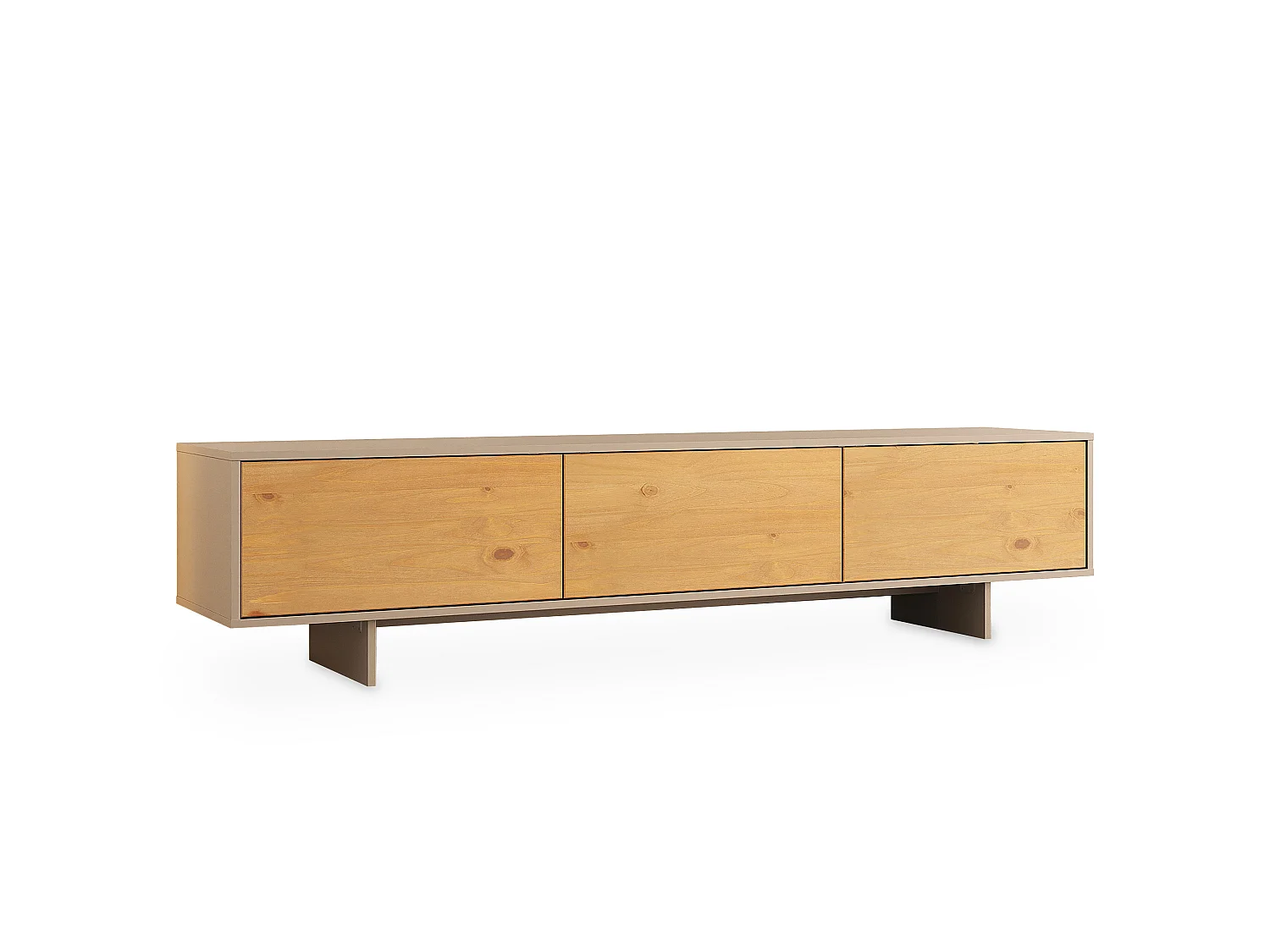 Meuble TV ARTO L 184 cm avec 3 Portes en Bois Blanc Cachemire et Chêne, Pour Téléviseur de 32 à 80 Pouces, Rangement Bas Pour Salon
