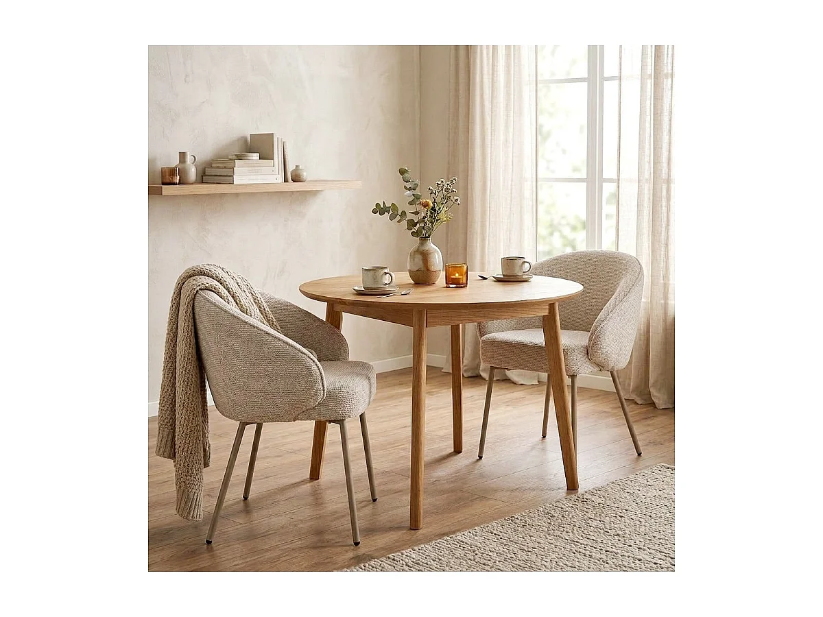 Set di 2 sedie, in tessuto e gambe in metallo beige H81 cm - PIA