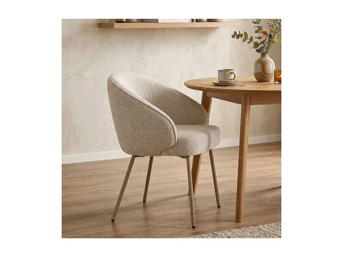 Set di 2 sedie, in tessuto e gambe in metallo beige H81 cm - PIA