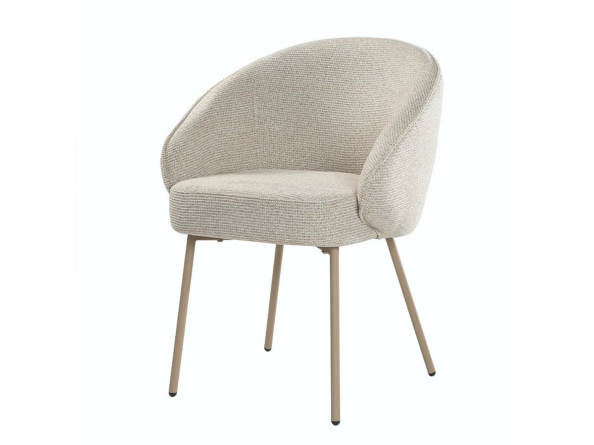 Set di 2 sedie, in tessuto e gambe in metallo beige H81 cm - PIA