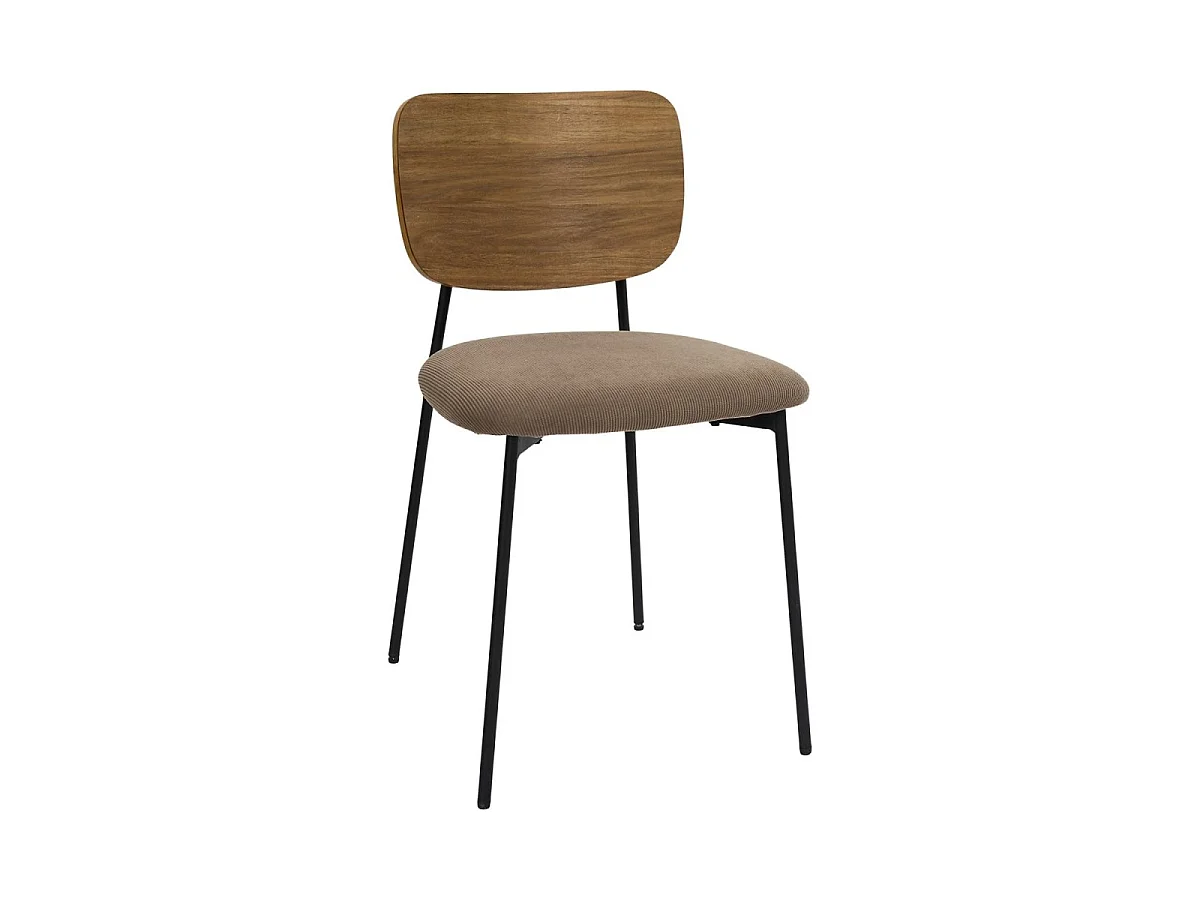 Conjunto de 4 cadeiras em tecido canelado taupe L44 cm - NOAN