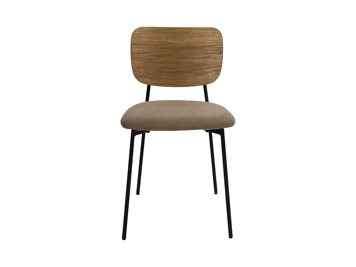 Conjunto de 4 cadeiras em tecido canelado taupe L44 cm - NOAN