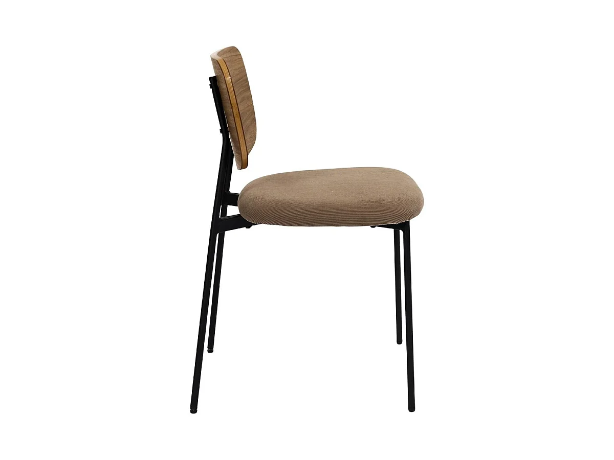 Conjunto de 4 cadeiras em tecido canelado taupe L44 cm - NOAN