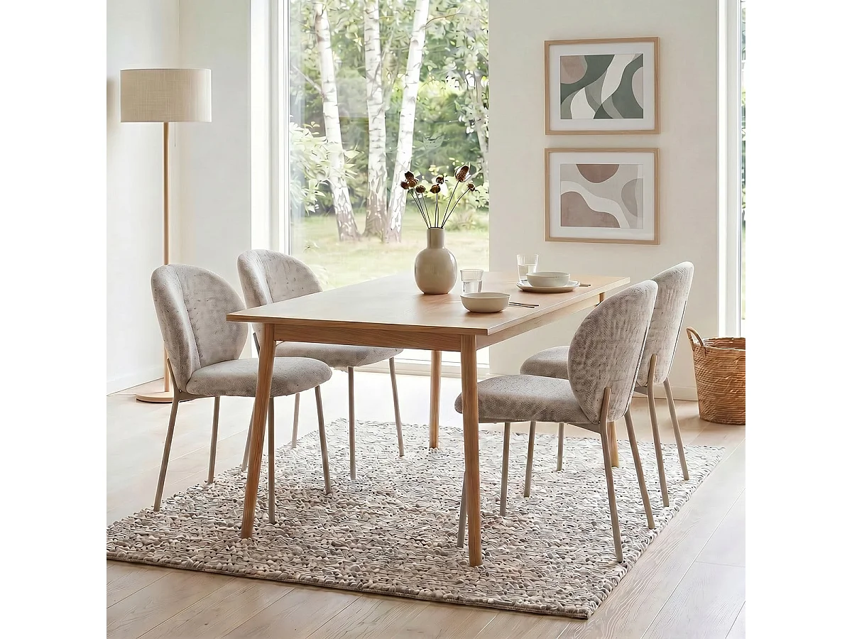 Zestaw 2 krzeseł w tkaninie w kolorze beżowym, szerokość 60 cm - AMBRE