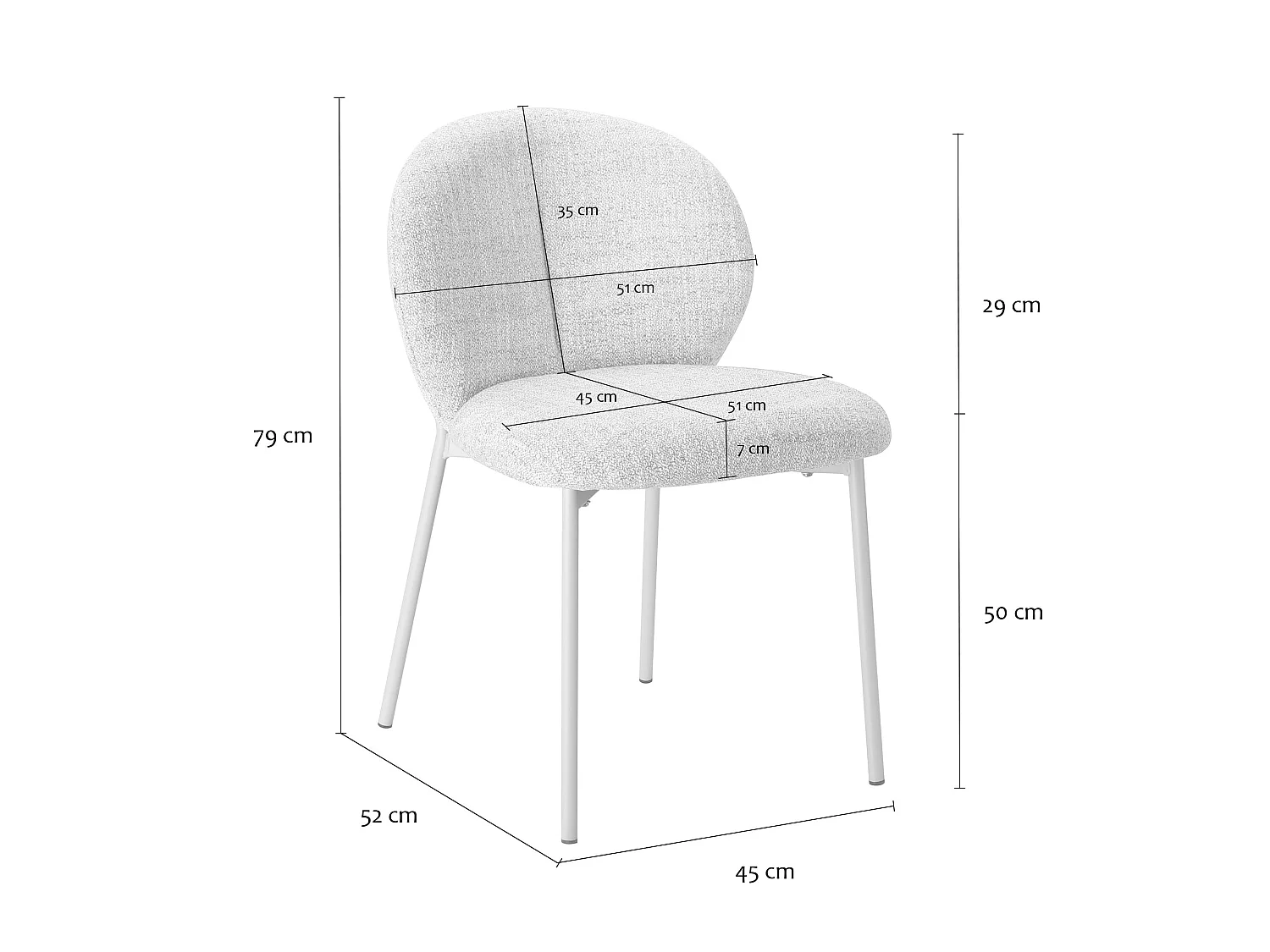 Zestaw 2 krzeseł w tkaninie w kolorze beżowym, szerokość 60 cm - AMBRE