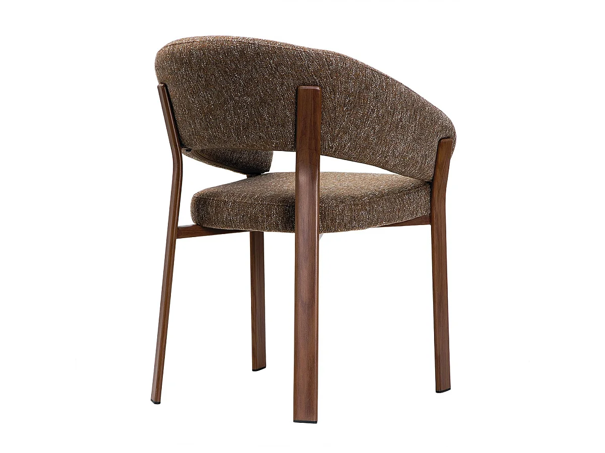 Lot de 2 chaises en tissu marron chiné, pieds effet noyer L58 cm - LARA