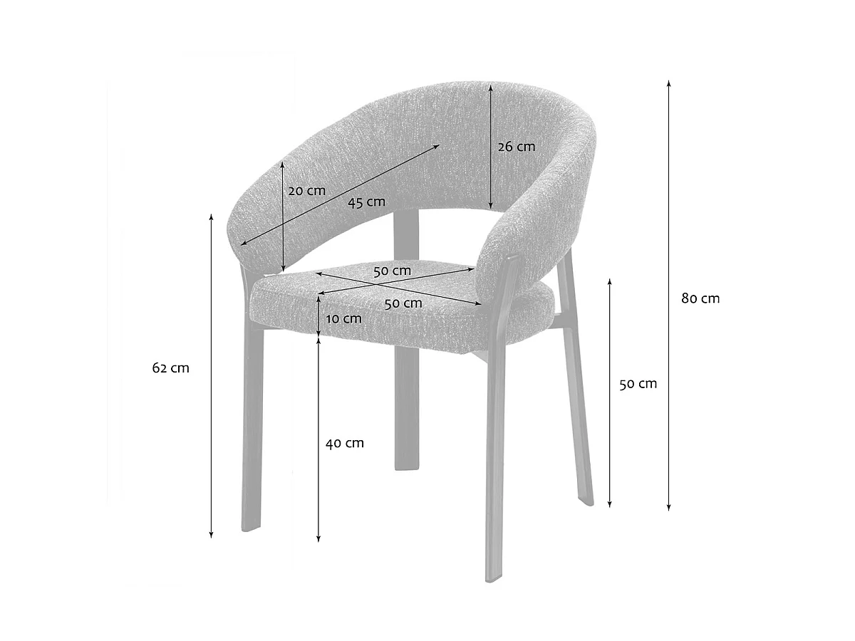 Lot de 2 chaises en tissu marron chiné, pieds effet noyer L58 cm - LARA