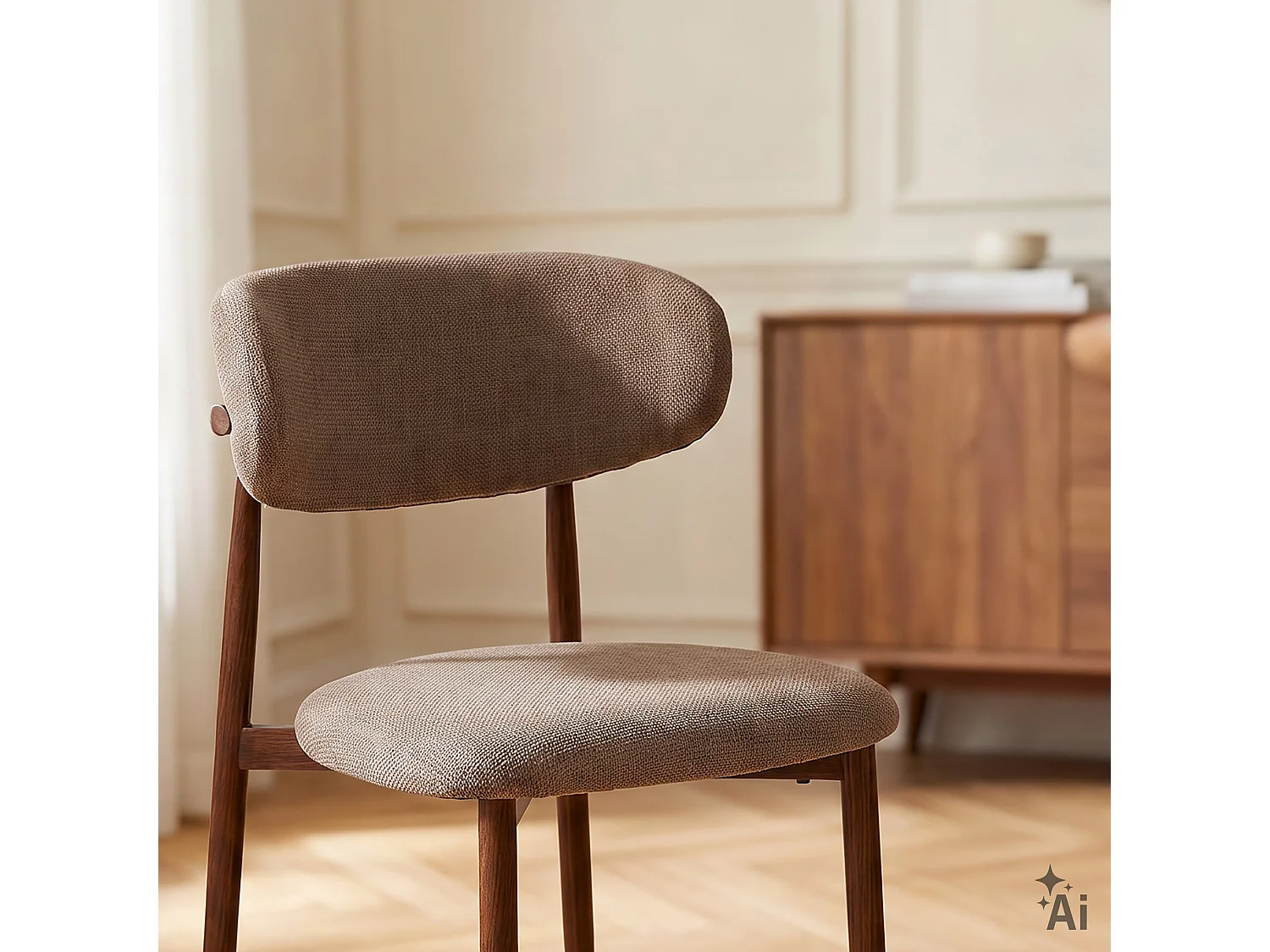 Lot de 2 Chaises ACOSTA en Tissu Beige, Chaise de Salle à Manger et Cuisine au Look Moderne, Assise Rembourrée, Dossier Enveloppant