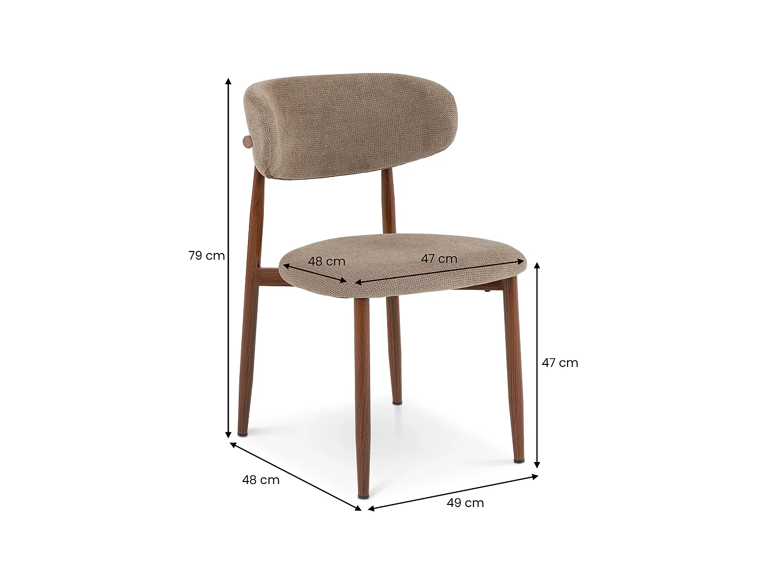 Lot de 2 Chaises ACOSTA en Tissu Beige, Chaise de Salle à Manger et Cuisine au Look Moderne, Assise Rembourrée, Dossier Enveloppant