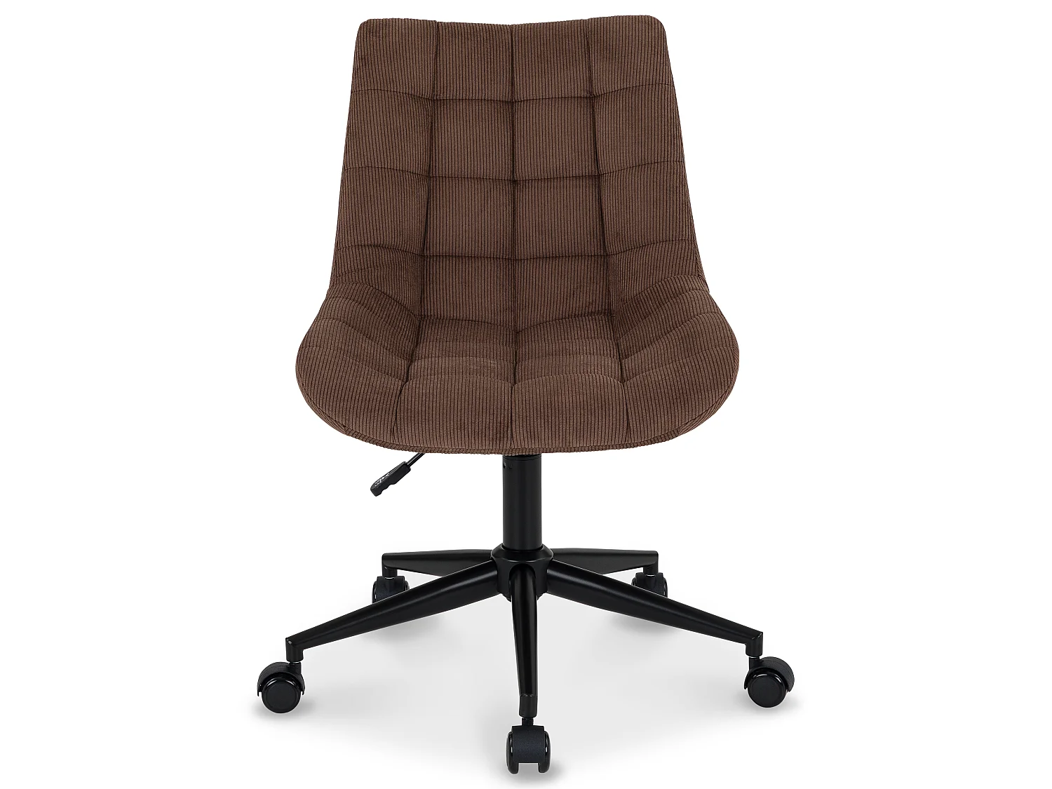 Chaise de bureau VASILO fauteuil en velours côtelé brun avec piétement en métal laqué noir