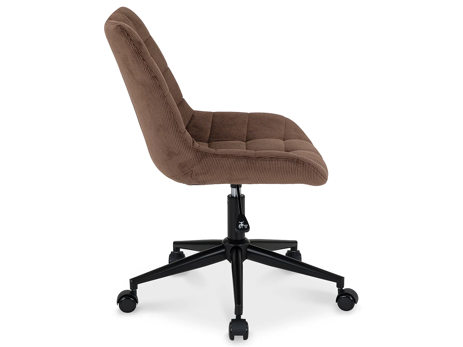 Chaise de bureau VASILO fauteuil en velours côtelé brun avec piétement en métal laqué noir
