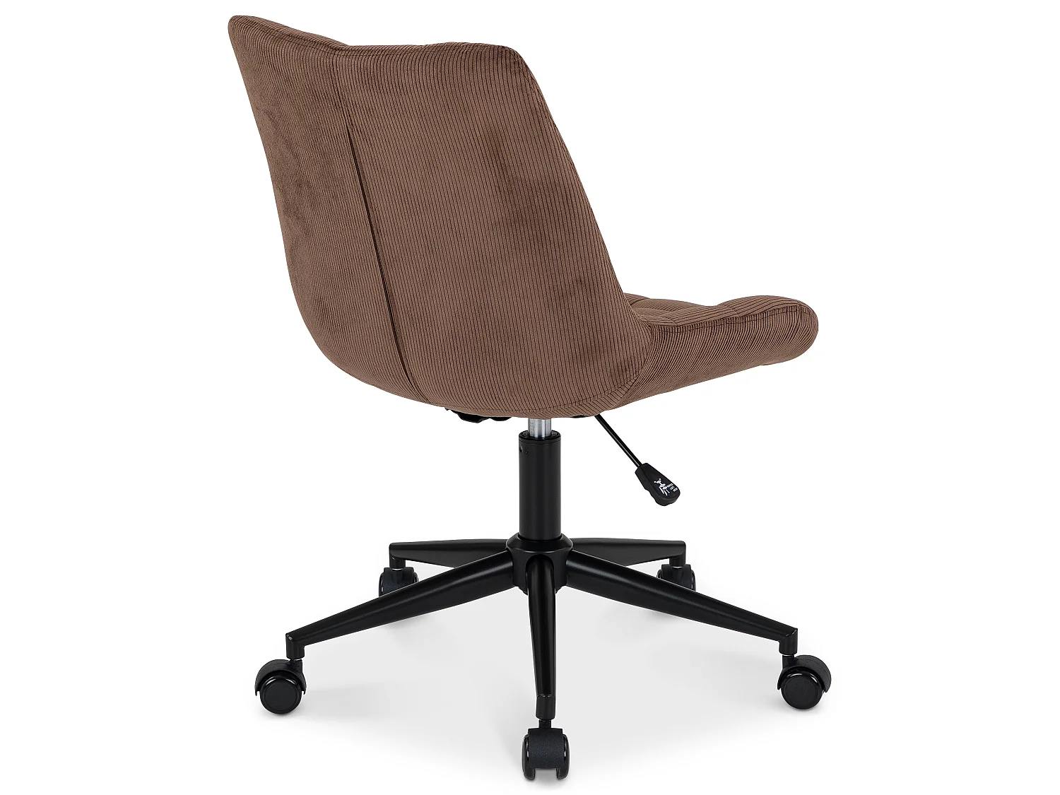 Chaise de bureau VASILO fauteuil en velours côtelé brun avec piétement en métal laqué noir