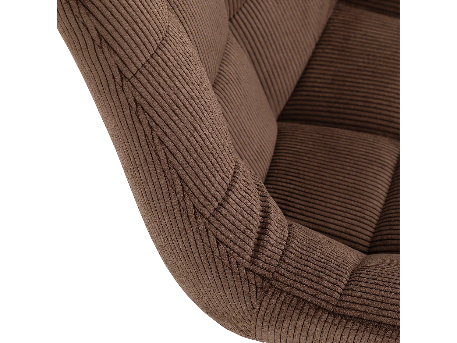 Chaise de bureau VASILO fauteuil en velours côtelé brun avec piétement en métal laqué noir