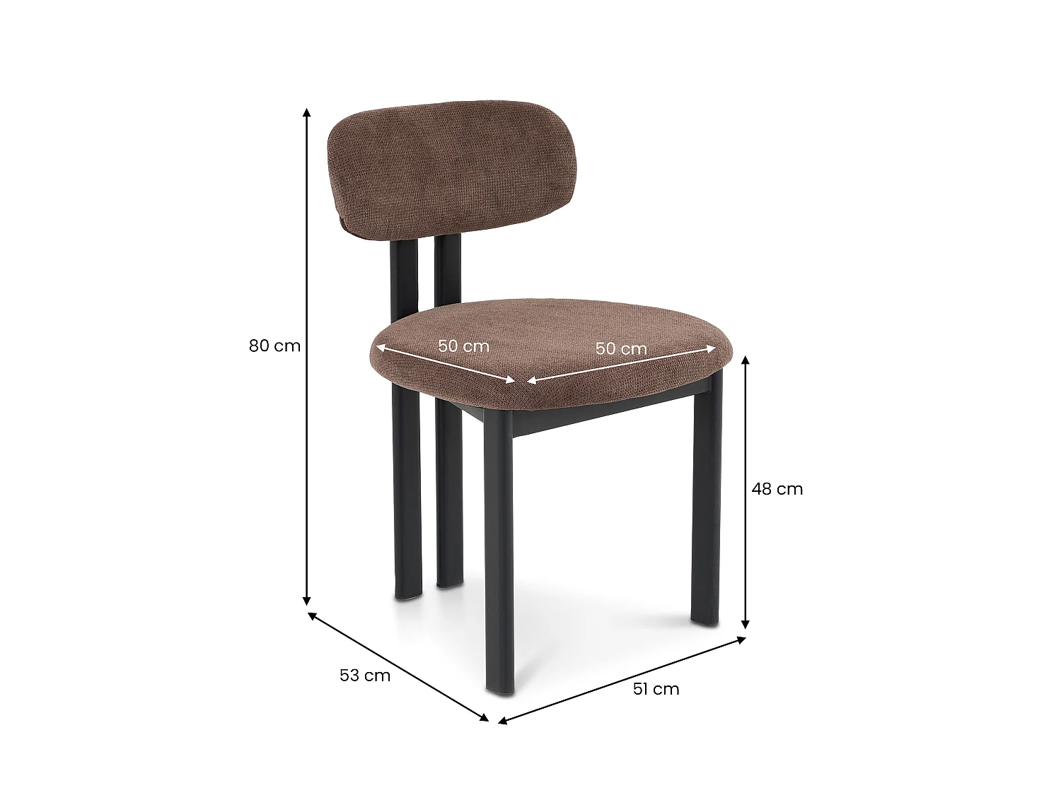 Lot de 2 Chaises FRANCA en Tissu Brun, Chaise de Salle à Manger et Cuisine au Look Moderne, Pieds en métal