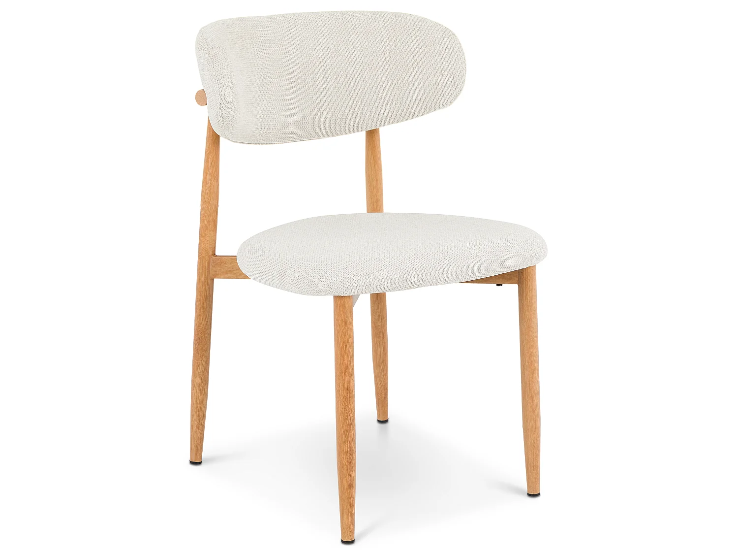 Lot de 2 Chaises ARIEL en Tissu Blanc Crème, Chaise de Salle à Manger et Cuisine au Look Moderne, Assise Rembourrée