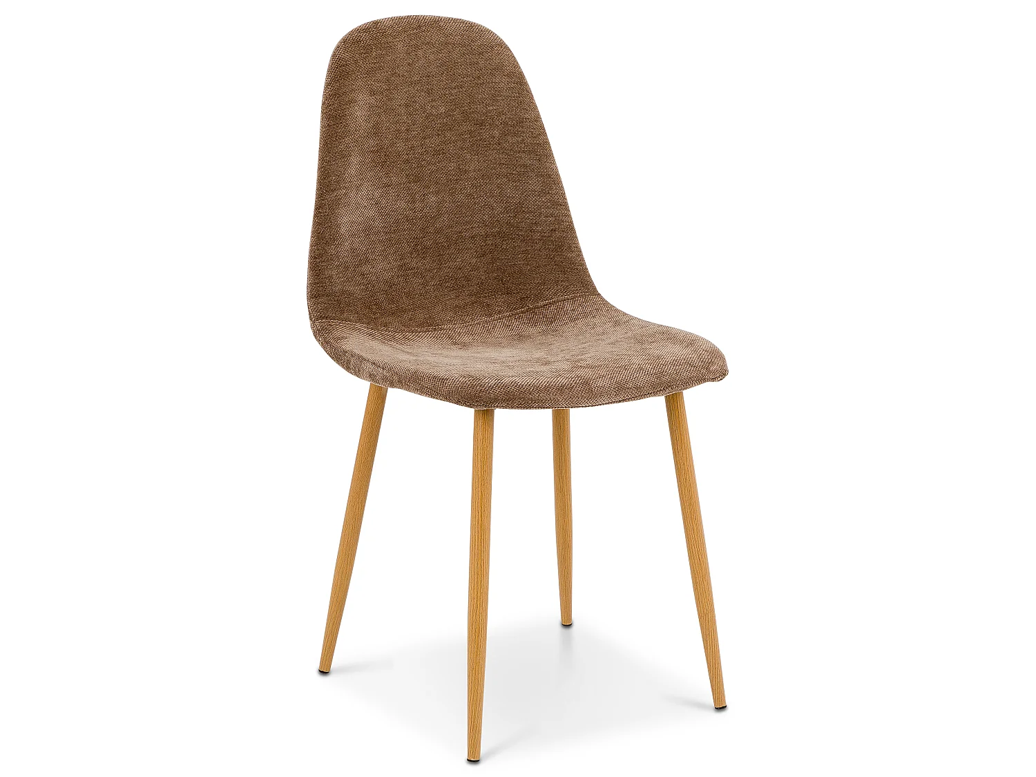 Lot de 4 chaises PUNTA de Salle à Manger, Assise en Tissu Brun Foncé, Design Scandinave pour Table à Manger