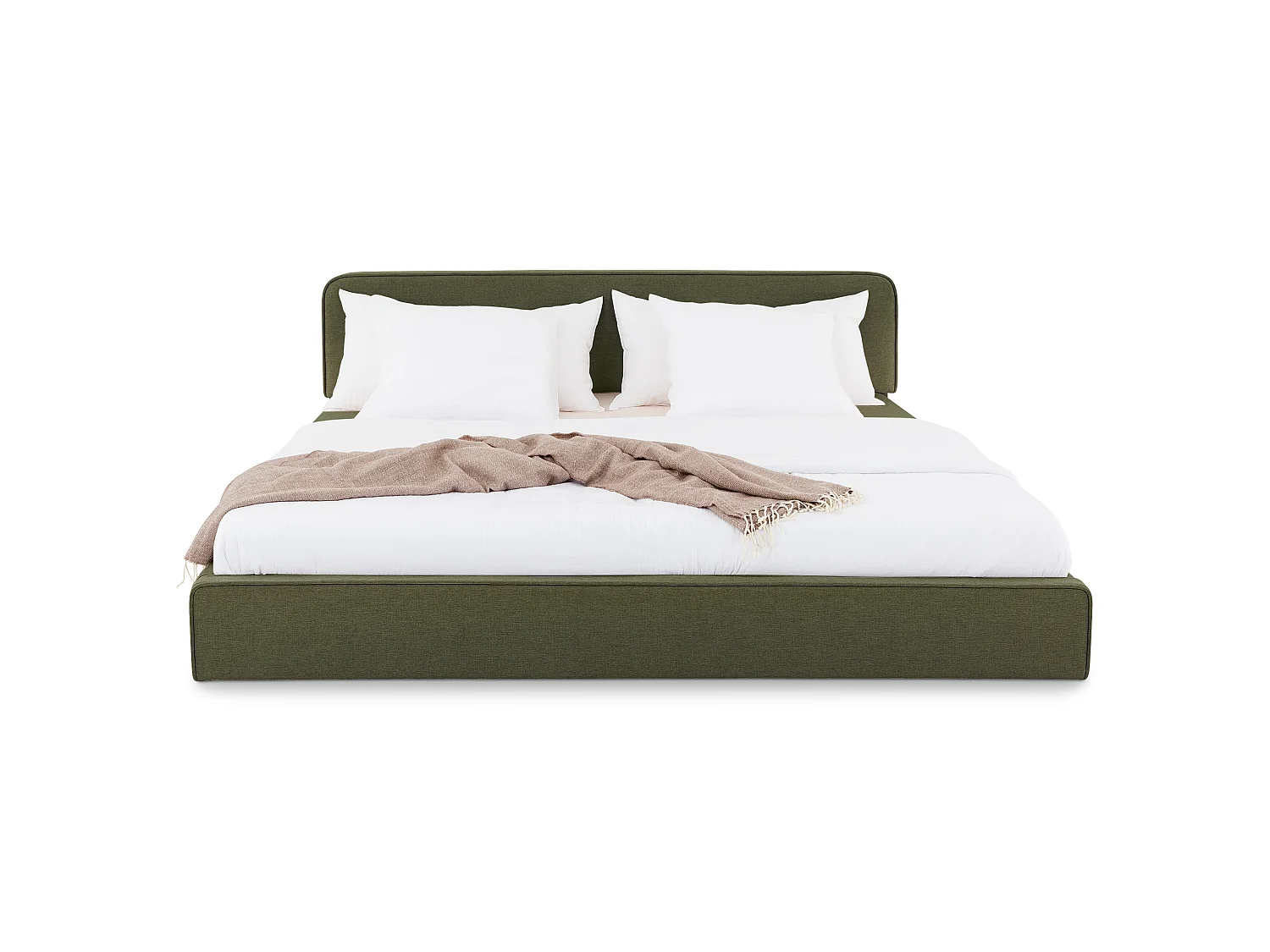 Lit Double LATINI 160x200, en Tissu Vert, Lit Queen Size 2 Personnes avec Sommier à Lattes Inclus, Tête Réglable en Hauteur
