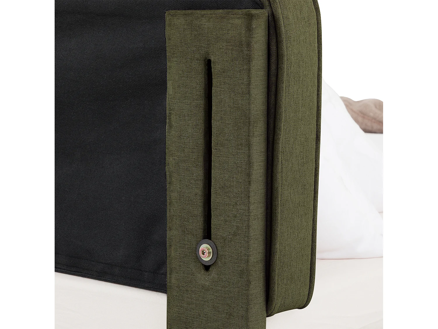 Lit Double LATINI 160x200, en Tissu Vert, Lit Queen Size 2 Personnes avec Sommier à Lattes Inclus, Tête Réglable en Hauteur