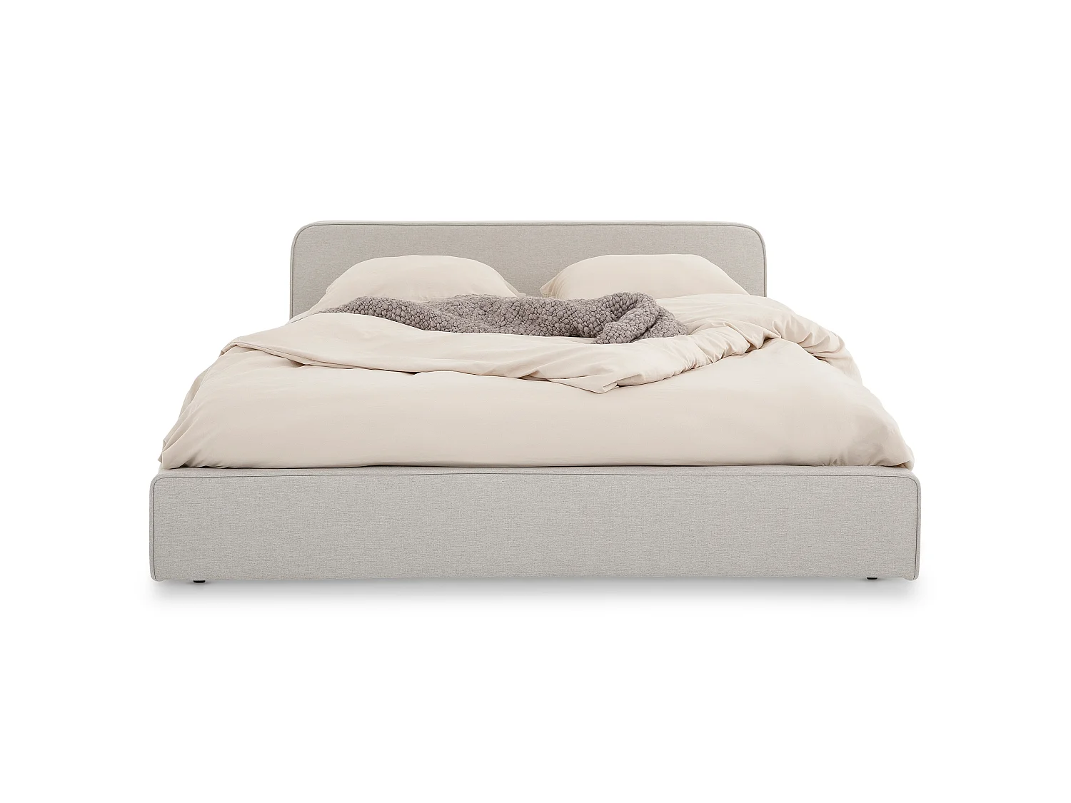 Lit simple BELARTI 120x190 cm rembourré, Revêtement en tissu Gris Clair, Lit style moderne pour 1 personne, sommier inclus