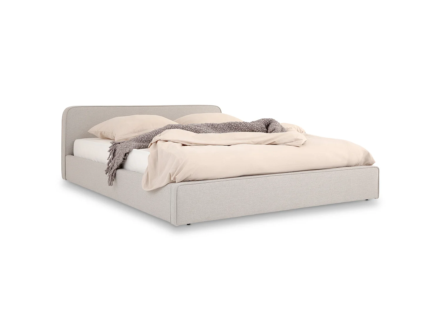 Lit simple BELARTI 120x190 cm rembourré, Revêtement en tissu Gris Clair, Lit style moderne pour 1 personne, sommier inclus