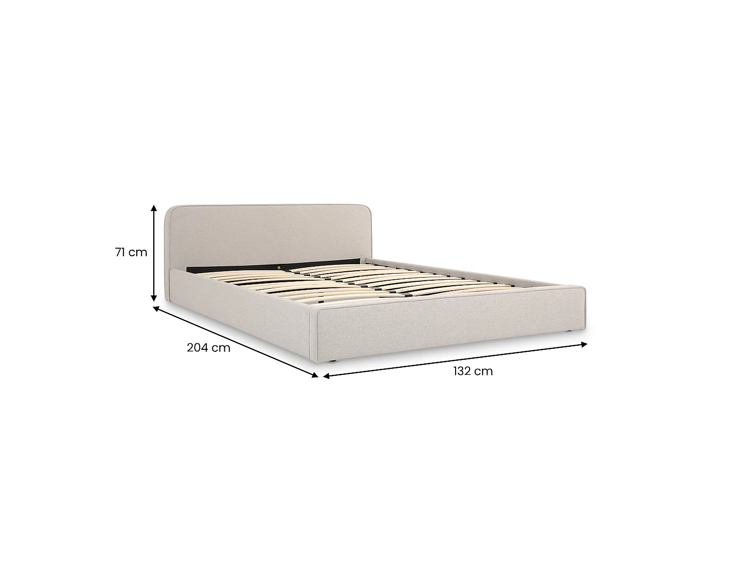 Lit simple BELARTI 120x190 cm rembourré, Revêtement en tissu Gris Clair, Lit style moderne pour 1 personne, sommier inclus