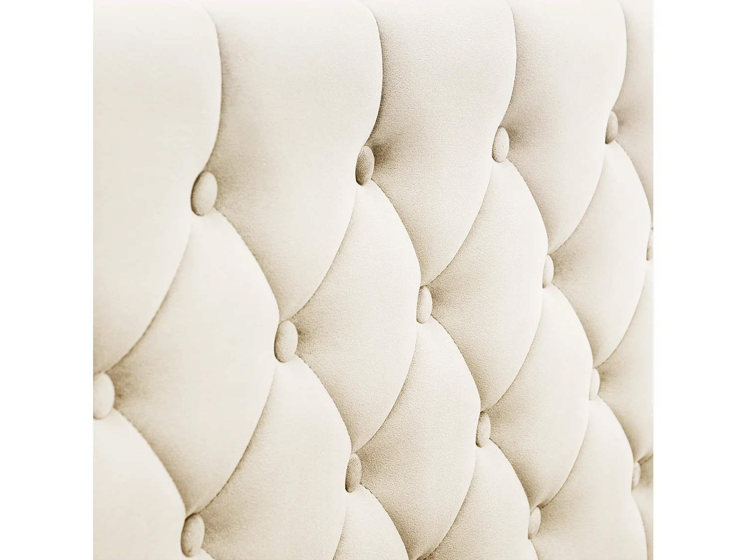 Lit Coffre NURI rembourré, Lit Double, Surface de Couchage 140x190 cm, Blanc Crème, Velours Doux et Lumineux