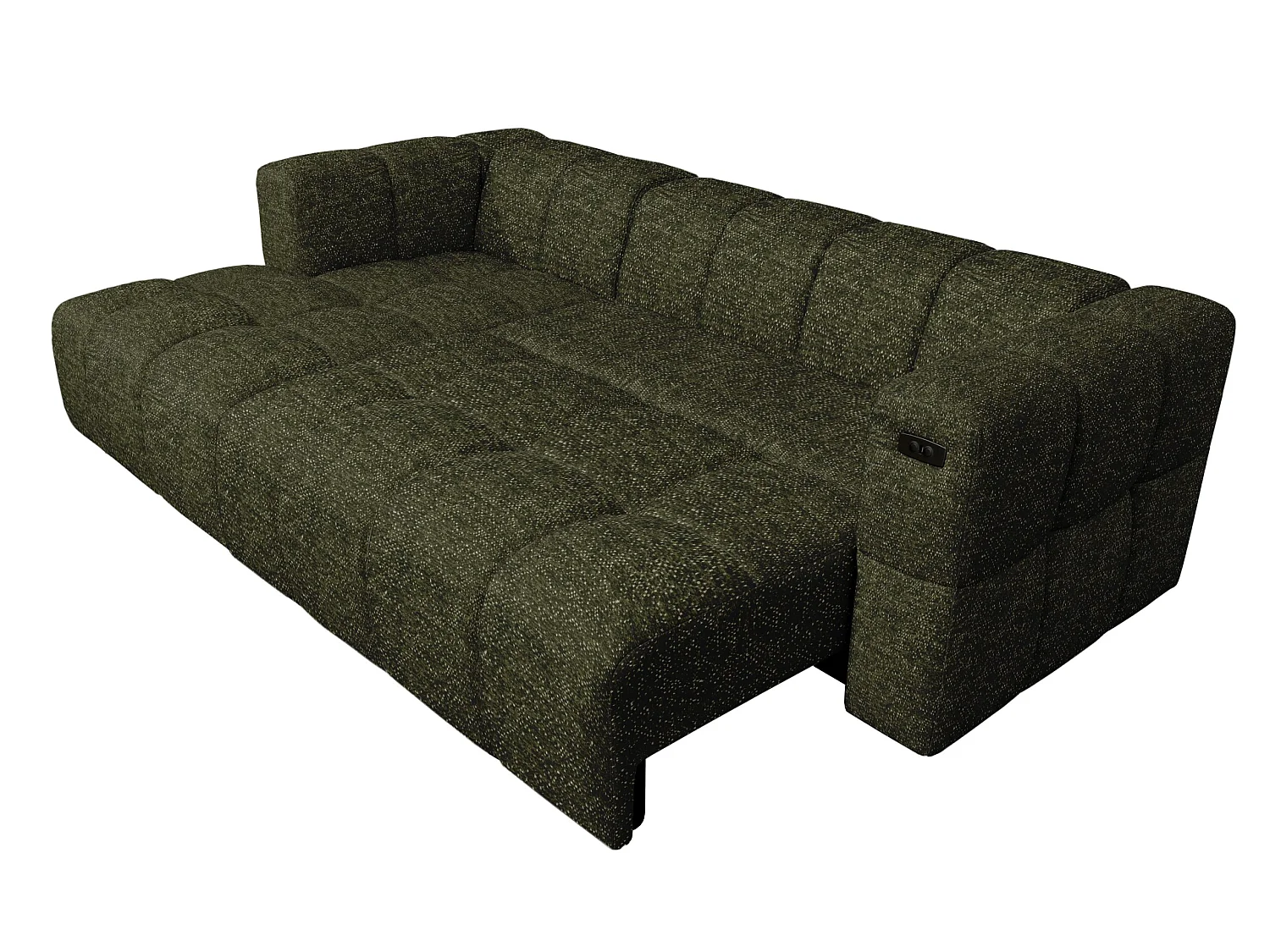 Elektrische hoekbank met relaxfunctie en elektrische slaapfunctie, bekleed met chenille en voorzien van USB LUMI
