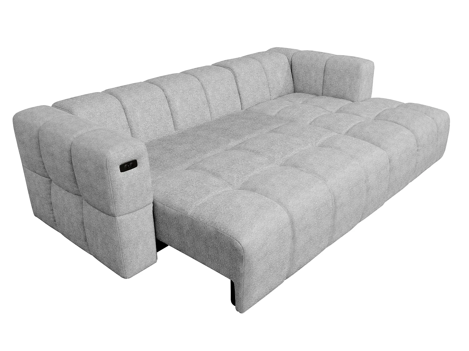 Elektrische hoekbank met relaxfunctie en elektrische slaapfunctie, bekleed met chenille en voorzien van USB LUMI