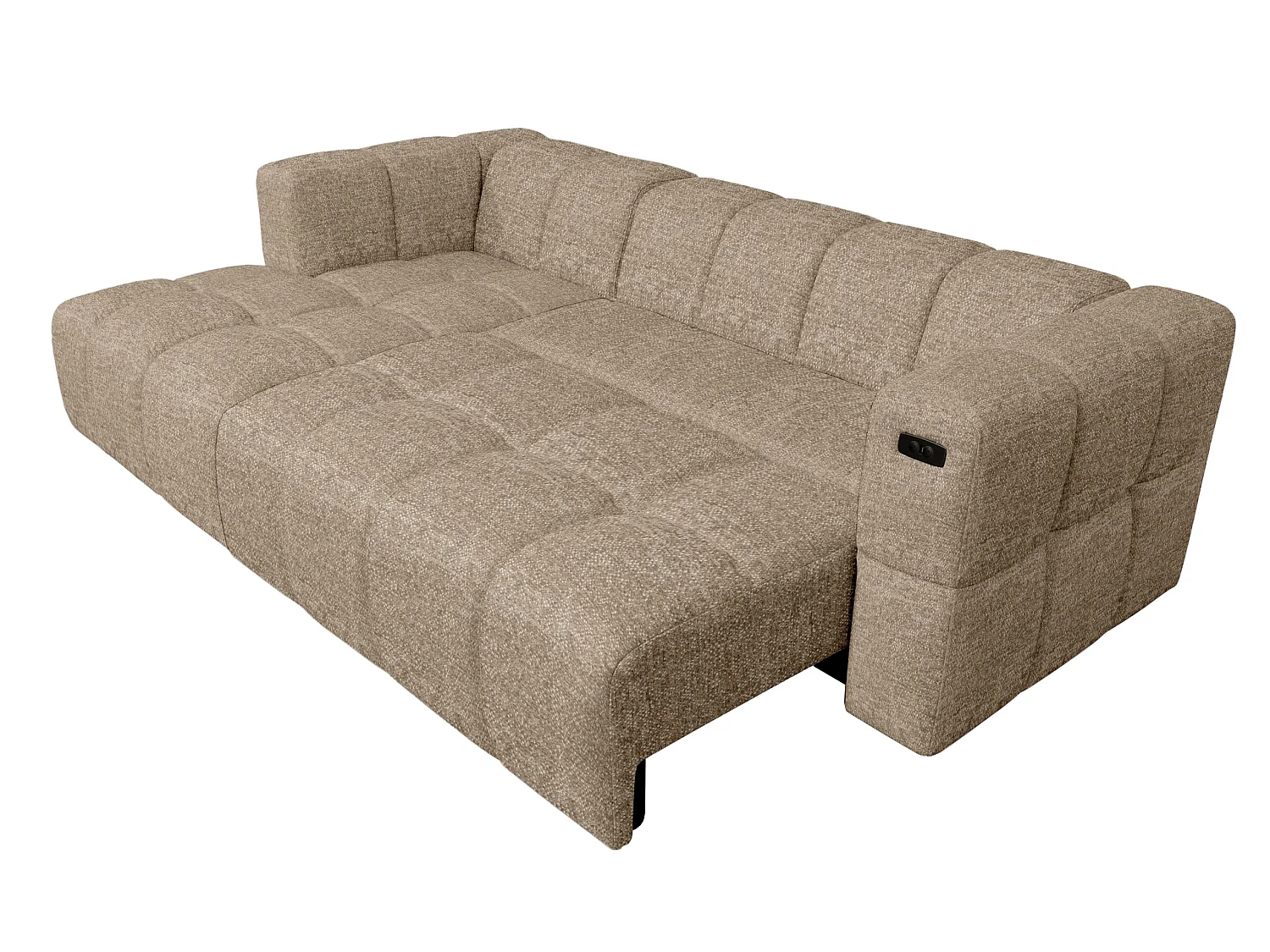 Elektrische hoekbank met relaxfunctie en elektrische slaapfunctie, bekleed met chenille en voorzien van USB LUMI