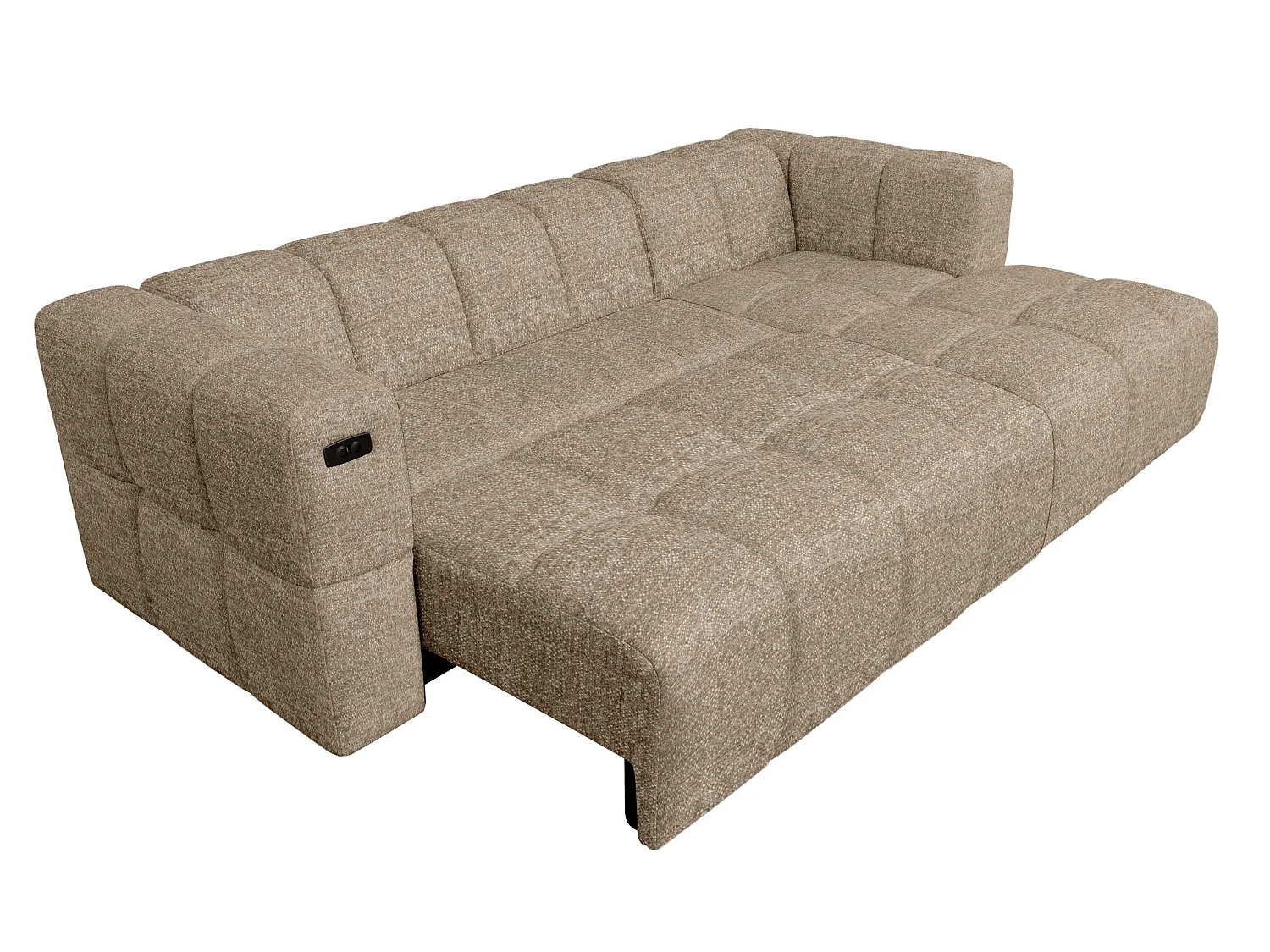 Elektrische hoekbank met relaxfunctie en elektrische slaapfunctie, bekleed met chenille en voorzien van USB LUMI