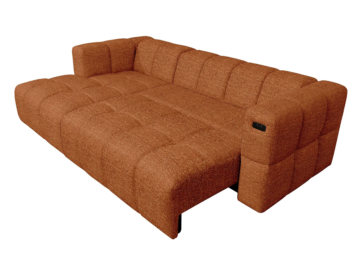 Elektrische hoekbank met relaxfunctie en elektrische slaapfunctie, bekleed met chenille en voorzien van USB LUMI