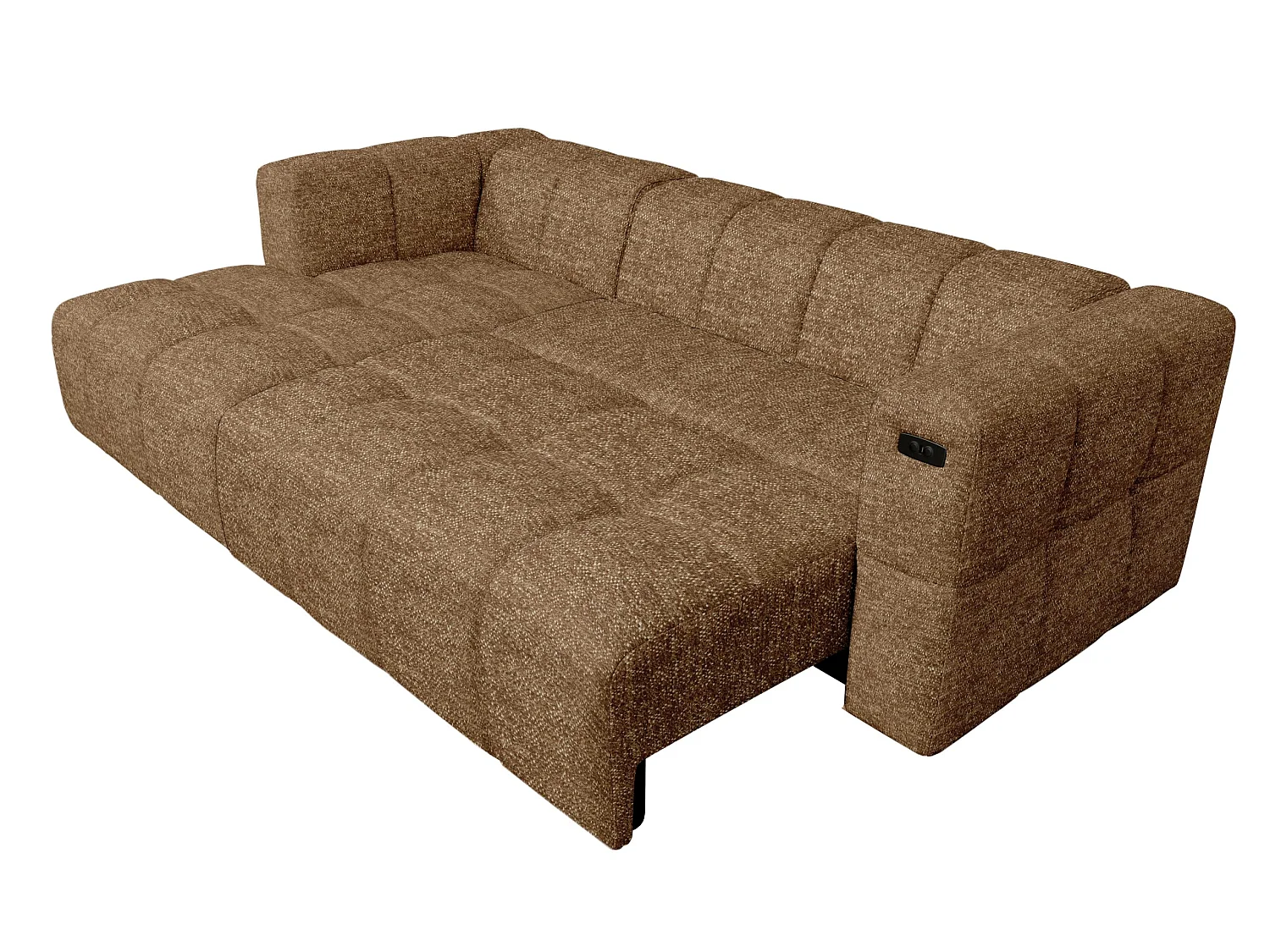 Elektrische hoekbank met relaxfunctie en elektrische slaapfunctie, bekleed met chenille en voorzien van USB LUMI