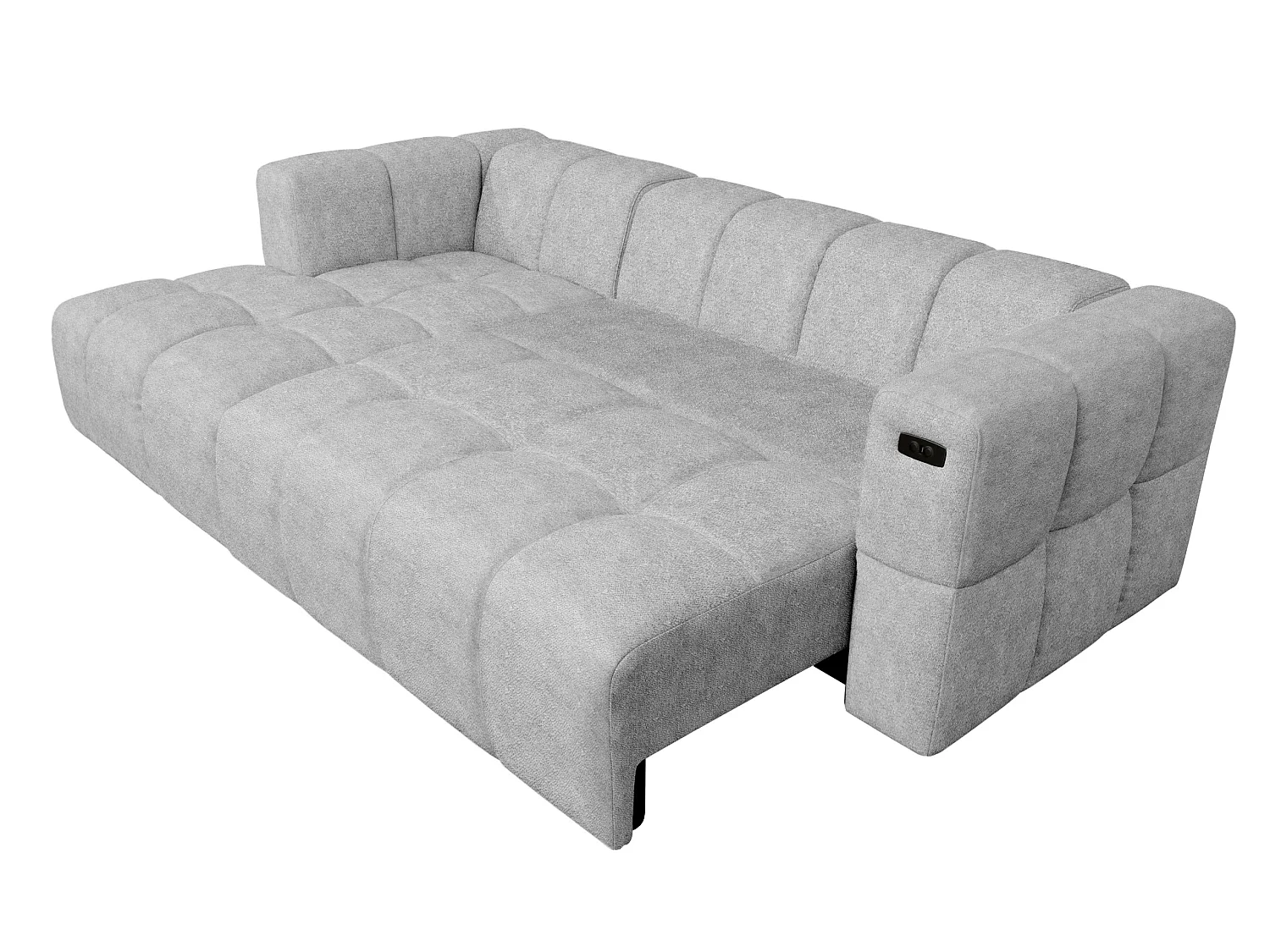 Elektrische hoekbank met relaxfunctie en elektrische slaapfunctie, bekleed met chenille en voorzien van USB LUMI